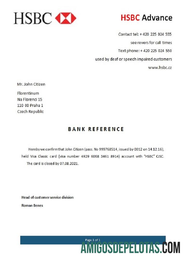 Referência de fechamento do HSBC na República Tcheca baixar para verificação